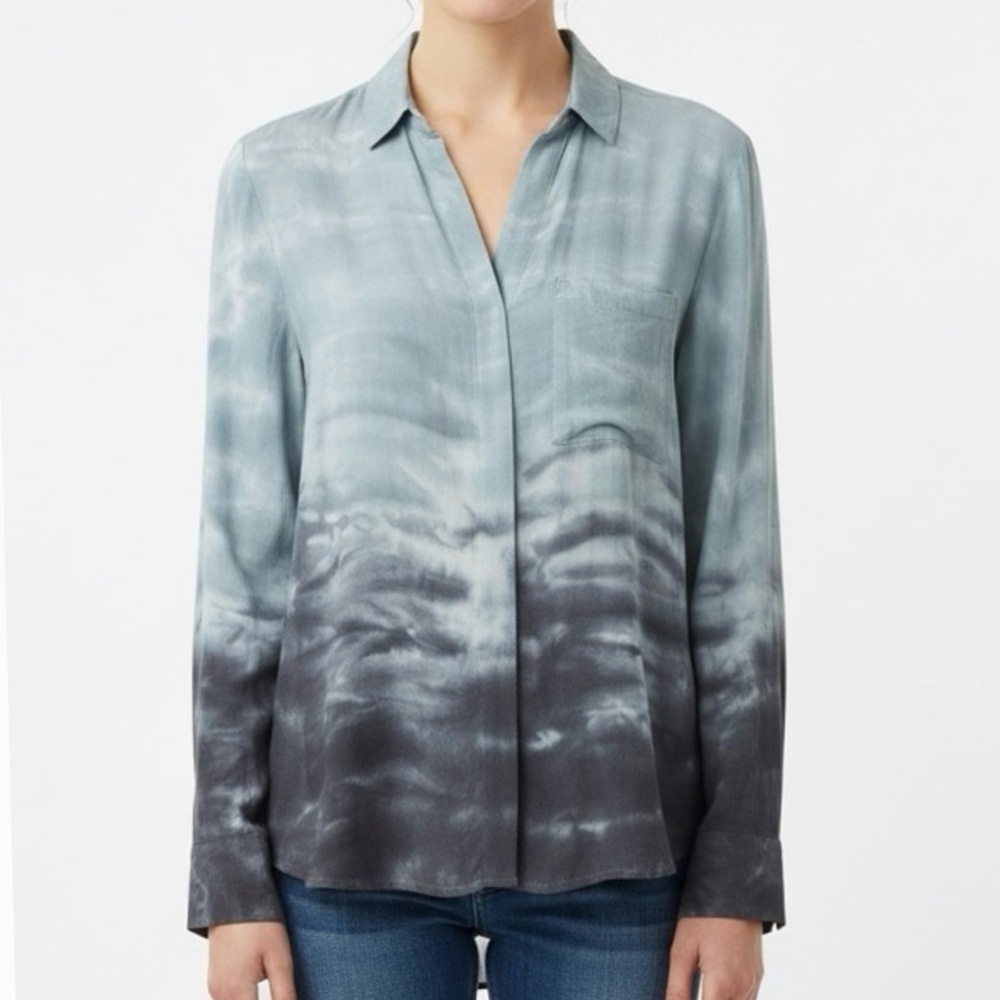 Young Fabulous & Broke Blue and Gray Tie Dye Button Down Shirt